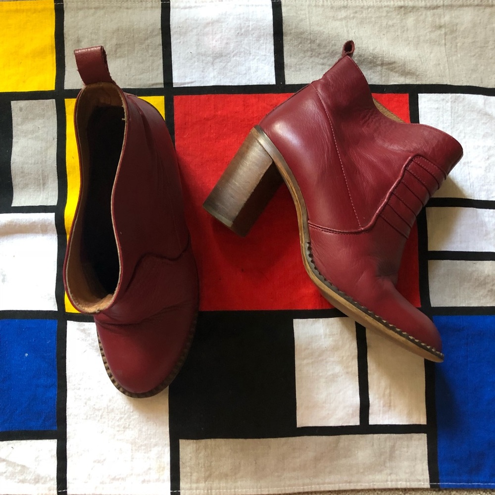 Free People Deep Raspberry Heeled Boots